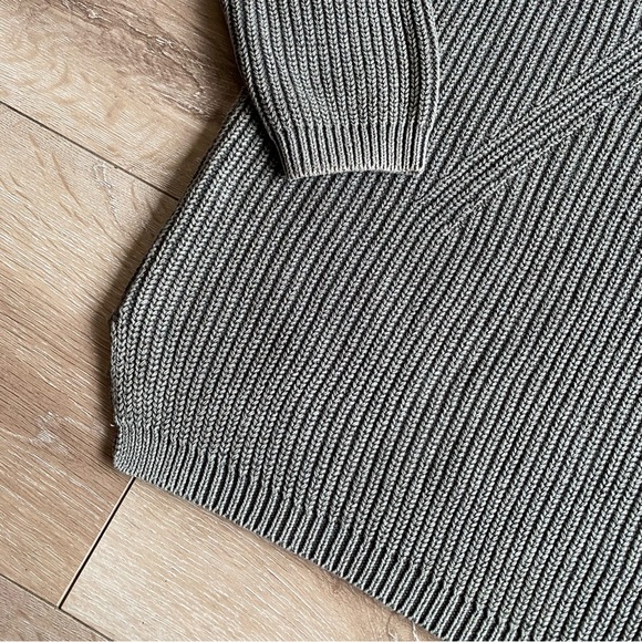 Caslon sweater keyhole back neck tie 100% cotton rib knit pullover - Picture 3 of 6